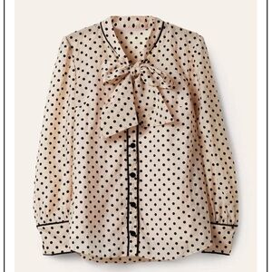 Boden Charlotte Polka Dot Tie Neck Blouse